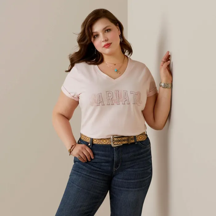 Boot Outline TShirt Chalk Pink Women Ariat TShirts and Tops
