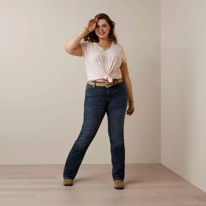 Boot Outline TShirt Chalk Pink Women Ariat TShirts and Tops