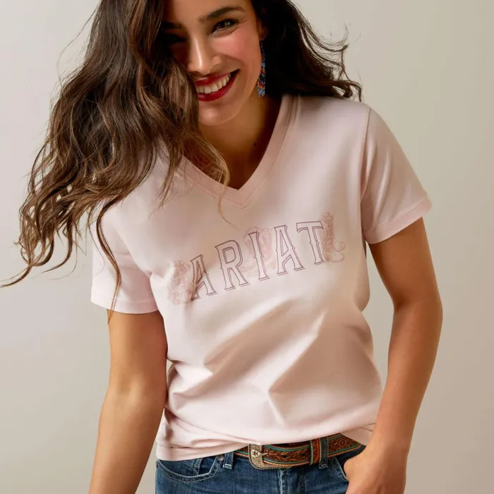 Boot Outline TShirt Chalk Pink Women Ariat TShirts and Tops