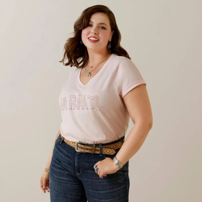 Boot Outline TShirt Chalk Pink Women Ariat TShirts and Tops