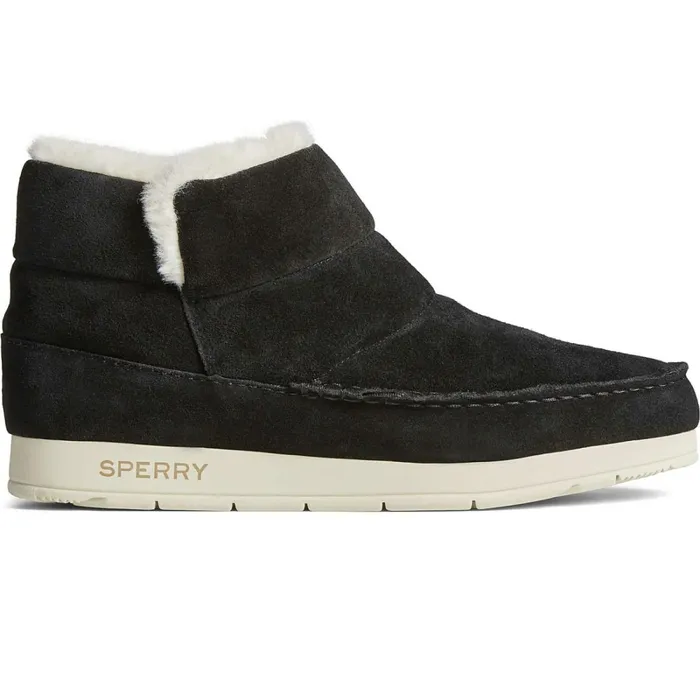 Boots Women Sperry MocSider Suede Bootie Black