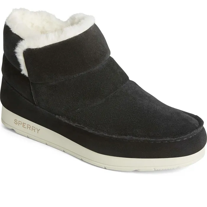 Boots Women Sperry MocSider Suede Bootie Black Boots Women Sperry MocSider Suede Bootie Black