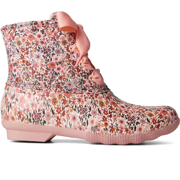 Boots Women Sperry Saltwater Floral Duck Boot Pink