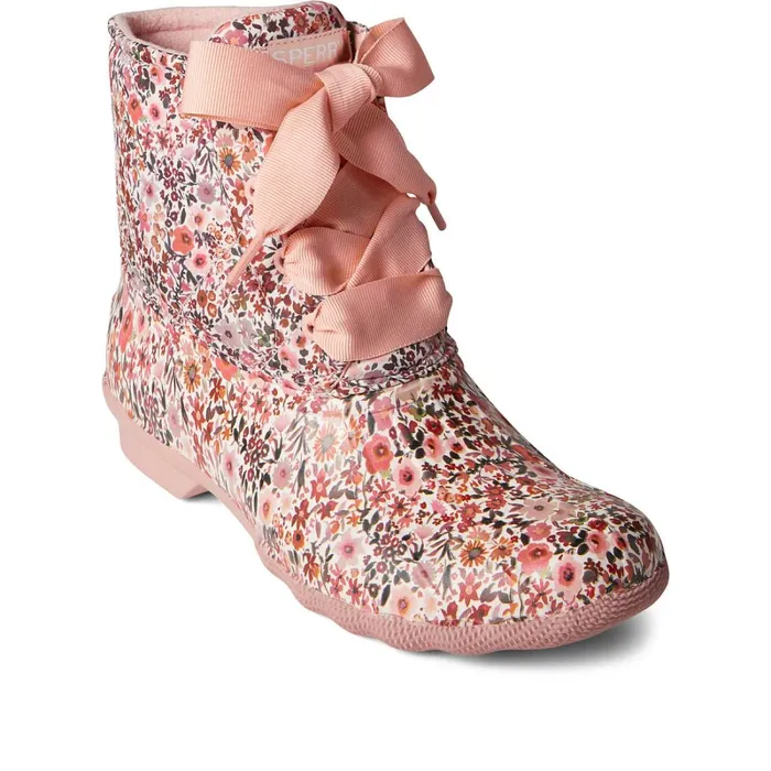 Boots Women Sperry Saltwater Floral Duck Boot Pink Boots Women Sperry Saltwater Floral Duck Boot Pink