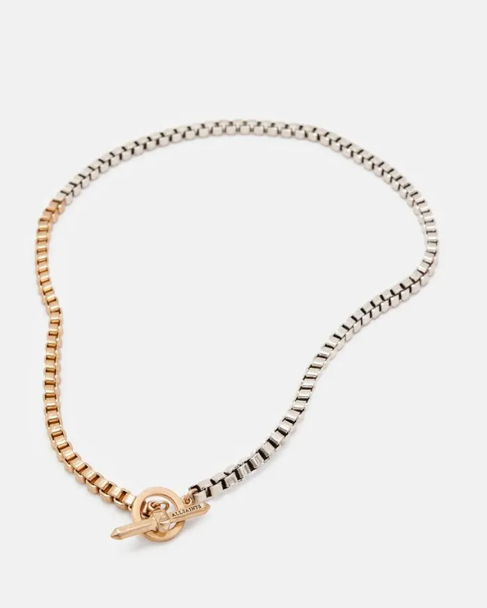 Box Chain Two Tone Necklace Warm Brasssilver Women AllSaints Jewelry