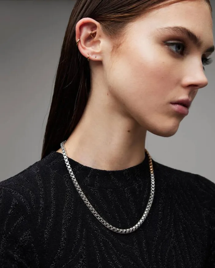 Box Chain Two Tone Necklace Warm Brasssilver Women AllSaints Jewelry