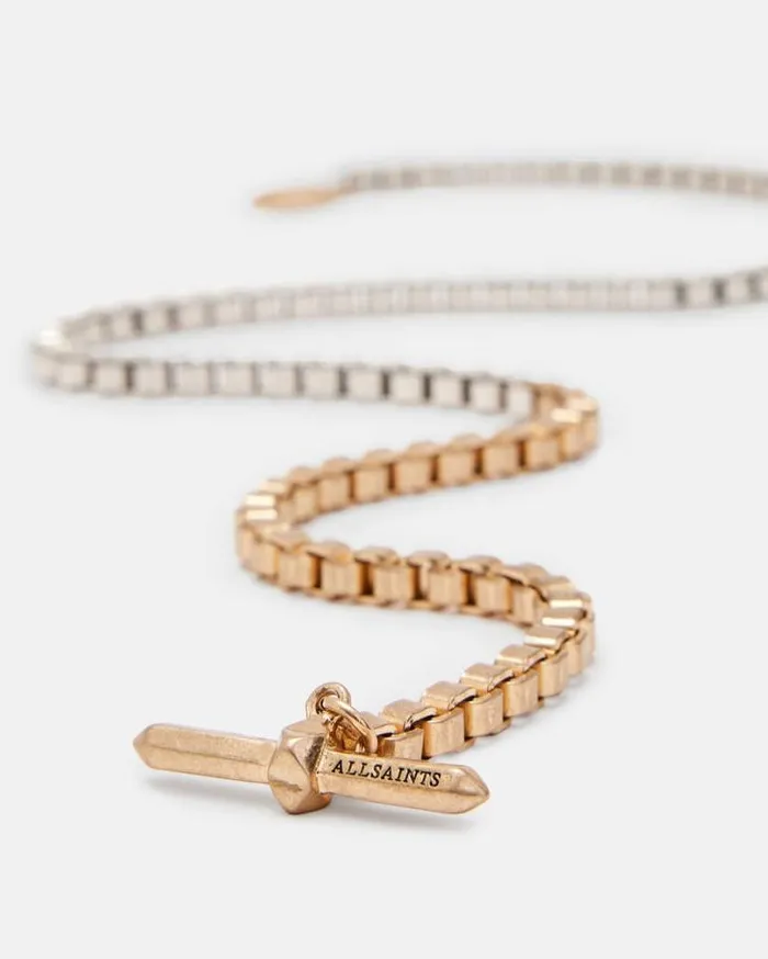 Box Chain Two Tone Necklace Warm Brasssilver Women AllSaints Jewelry