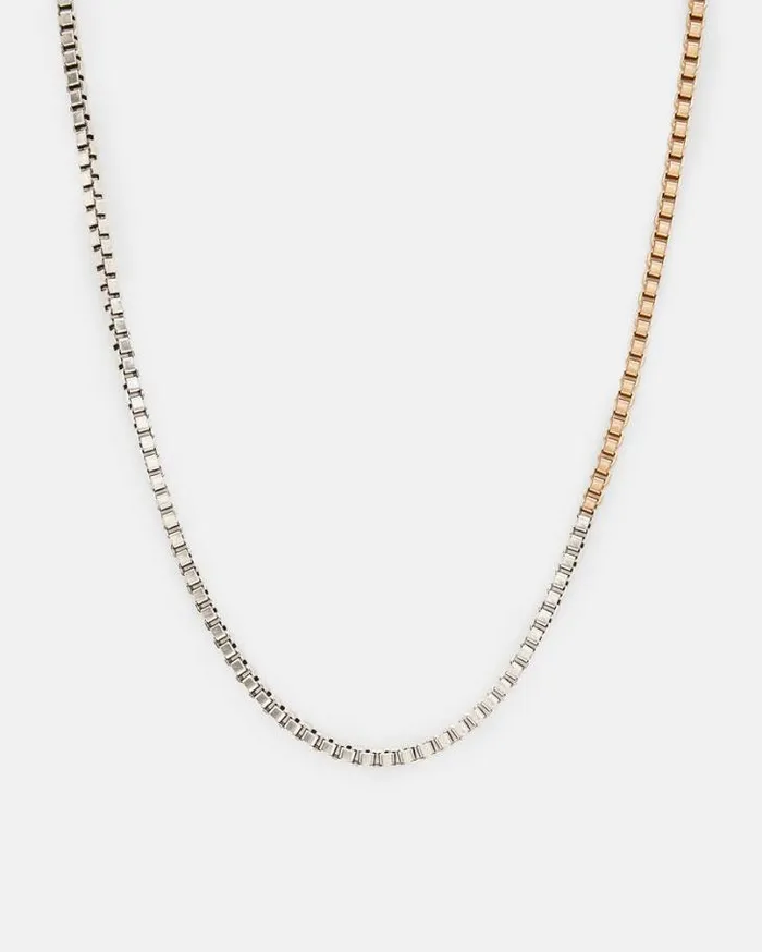 Box Chain Two Tone Necklace Warm Brasssilver Women AllSaints Jewelry