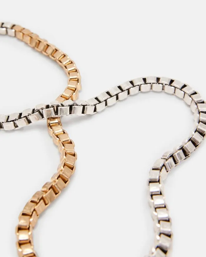 Box Chain Two Tone Necklace Warm Brasssilver Women AllSaints Jewelry