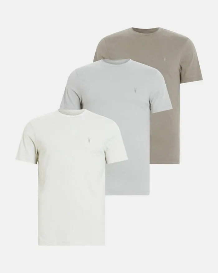 Brace Brushed Cotton TShirts 3 Pack Greentaupegrey Men AllSaints TShirts