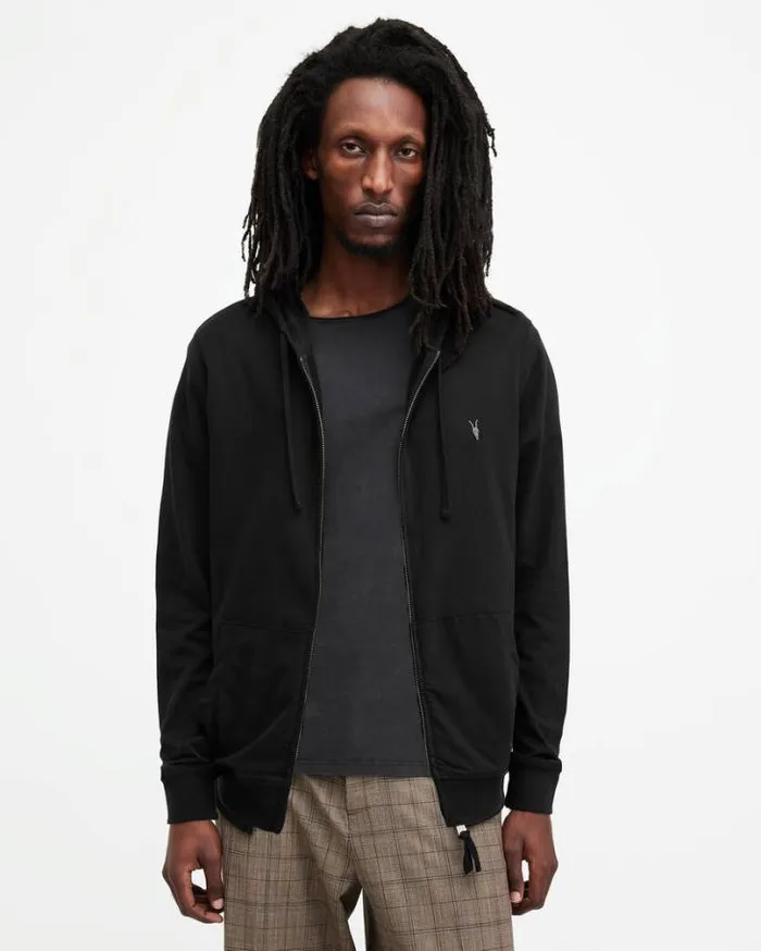 Brace Brushed Cotton Zip Ramskull Hoodie Jet Black Men AllSaints Sweatshirts and Hoodies Brace Brushed Cotton Zip Ramskull Hoodie Jet Black Men AllSaints Sweatshirts and Hoodies