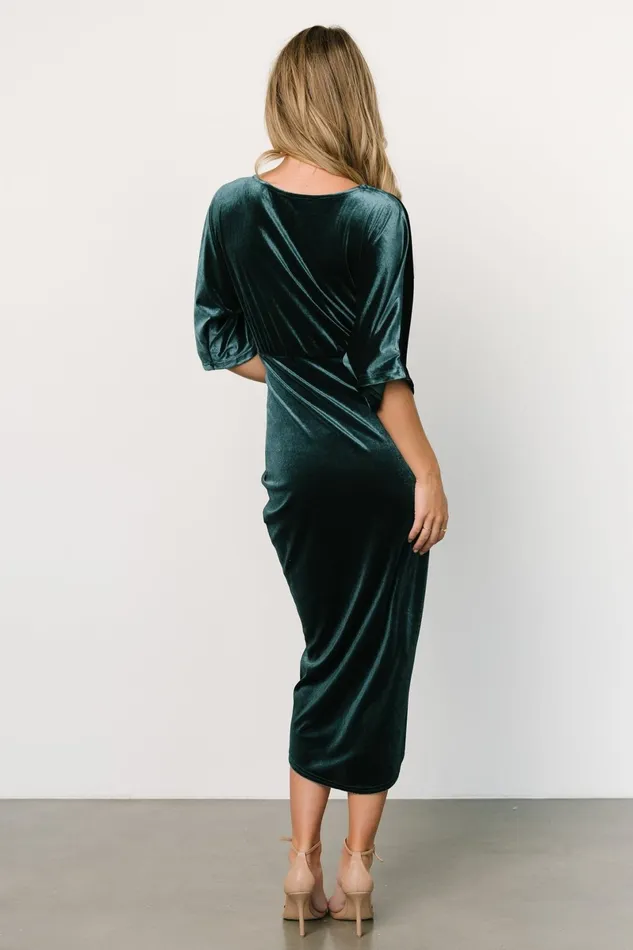 Brendyn Ruched Velvet Dress Jade Women Baltic Born Midi Dresses Brendyn Ruched Velvet Dress Jade Women Baltic Born Midi Dresses