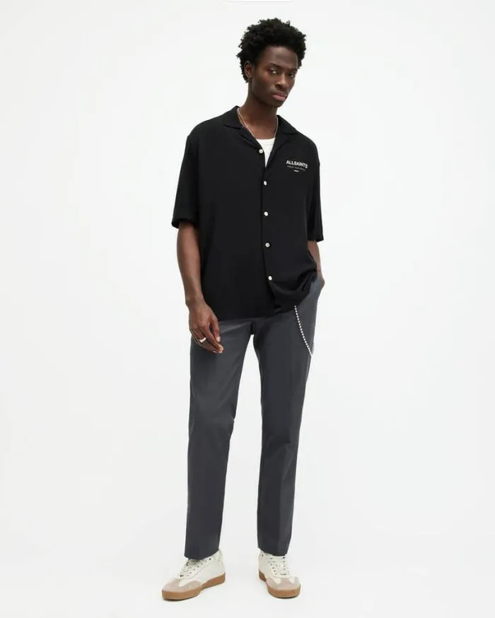 Brite Straight Leg Relaxed Pants Slate Grey Men AllSaints Pants