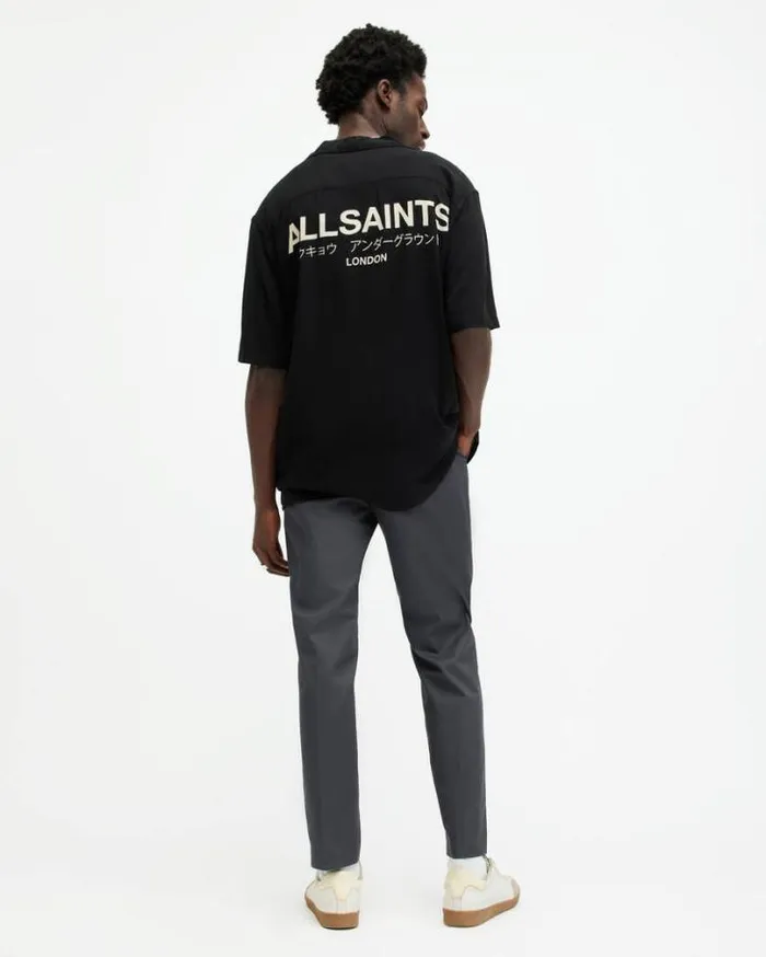 Brite Straight Leg Relaxed Pants Slate Grey Men AllSaints Pants