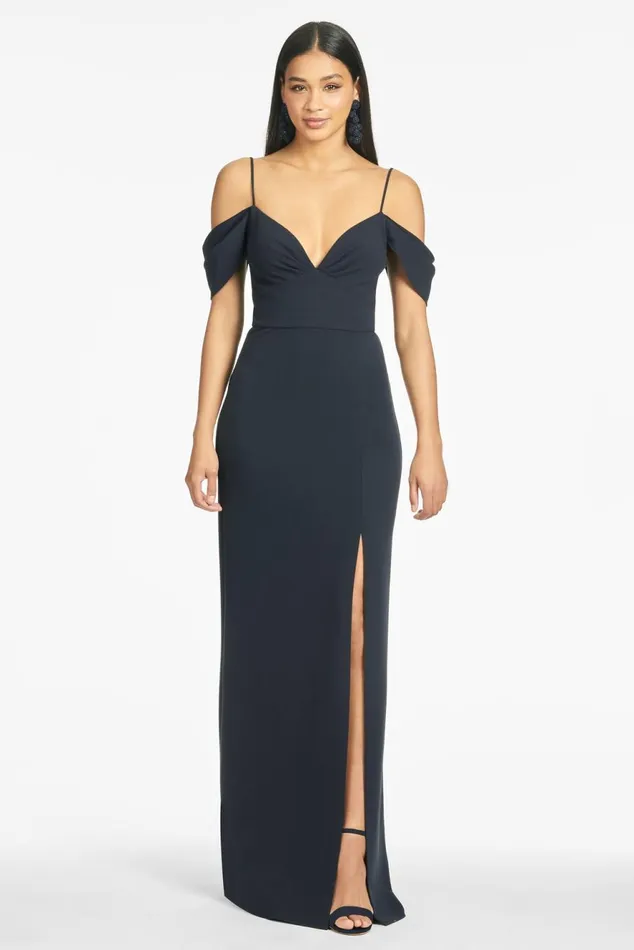 Brittany 4Way Stretch Crepe Gown 8211 Navy Women Sachin and Babi Formal