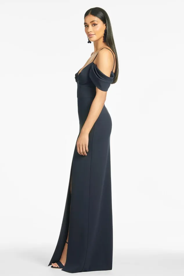 Brittany 4Way Stretch Crepe Gown 8211 Navy Women Sachin and Babi Formal