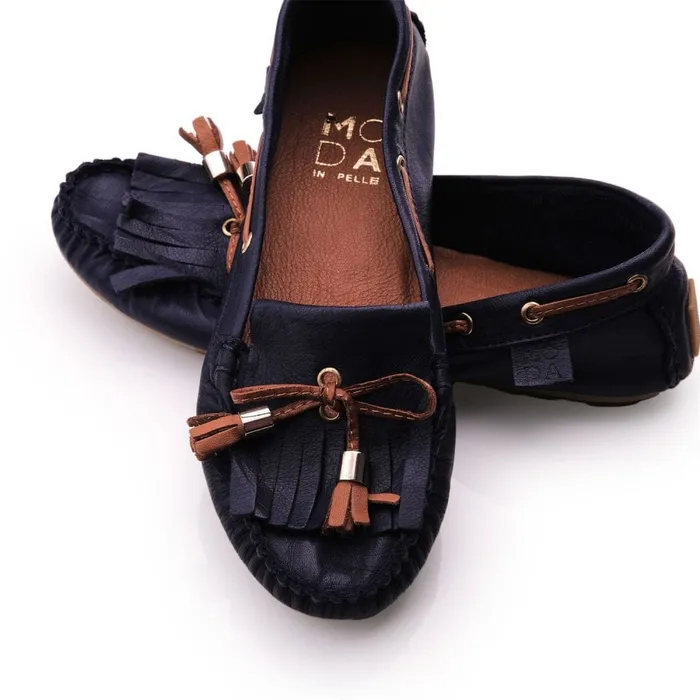 Brogues And Loafers Women Moda In Pelle Ellery NavyTan Leather