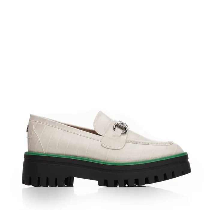 Brogues And Loafers Women Moda In Pelle M By Moda Elloise Off White Patent Mocc Croc