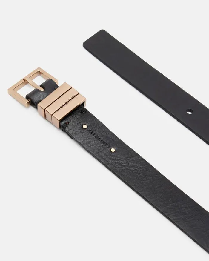 Bronty Skinny Leather Belt Blackwarm Brass Women AllSaints Leather Belts