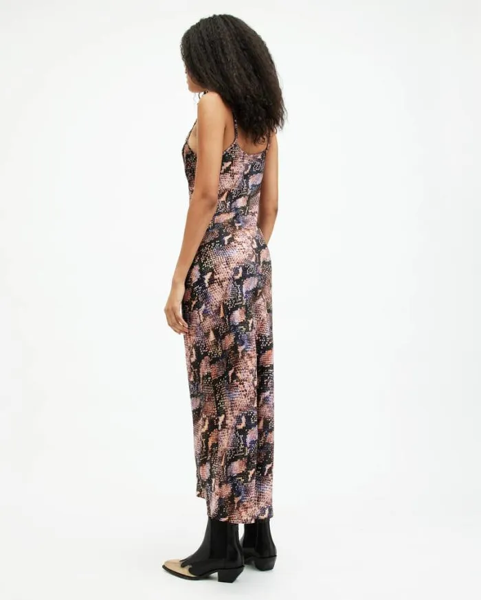 Bryony Tahoe Midi Slip Dress Tan Brown Women AllSaints Dresses