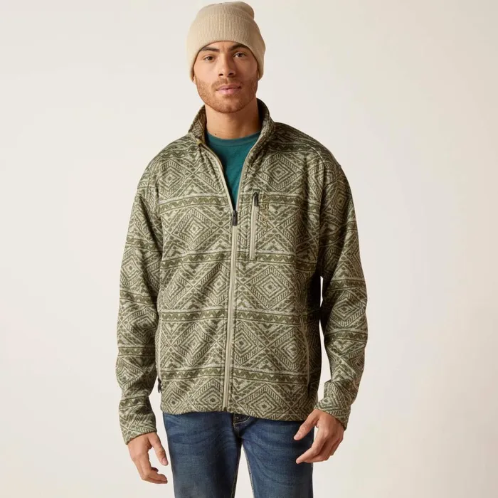 Caldwell Full Zip Olive Leaf Southwest Men Ariat Sweatshirts and Hoodies
