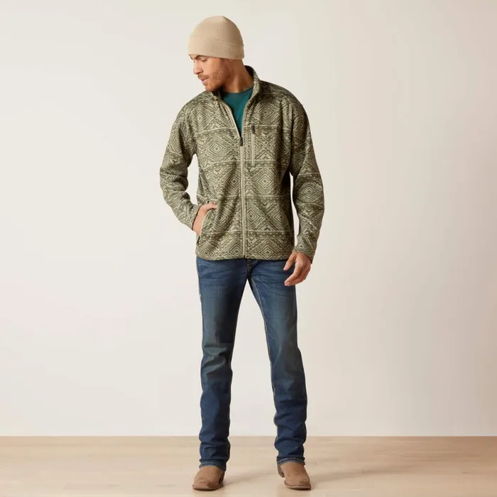Caldwell Full Zip Olive Leaf Southwest Men Ariat Sweatshirts and Hoodies