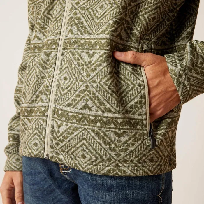 Caldwell Full Zip Olive Leaf Southwest Men Ariat Sweatshirts and Hoodies