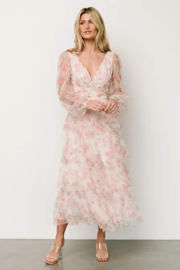 Carolina Tulle Tiered Maxi Dress Blush Floral Women Baltic Born Tulle Styles Carolina Tulle Tiered Maxi Dress Blush Floral Women Baltic Born Tulle Styles