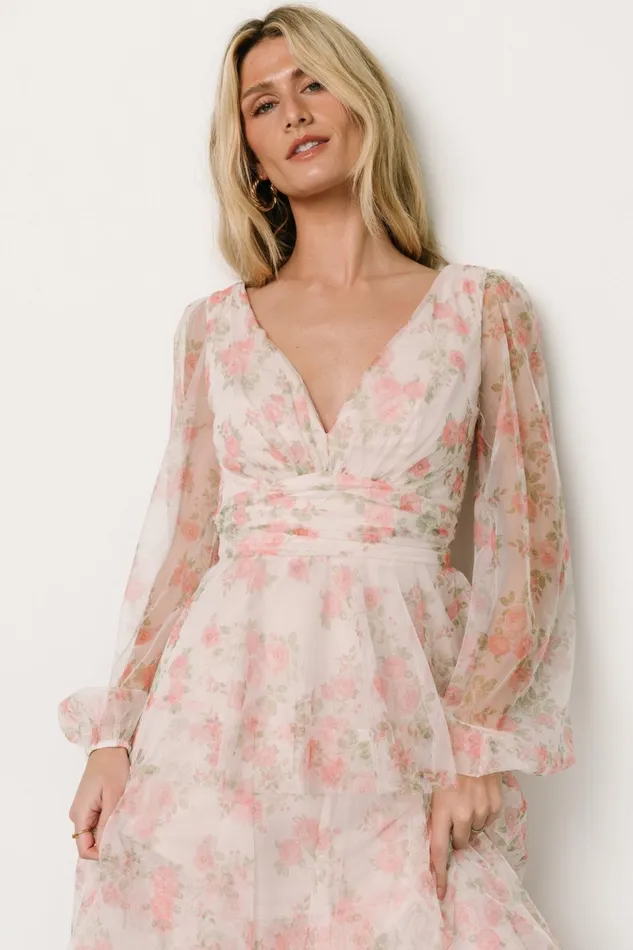 Carolina Tulle Tiered Maxi Dress Blush Floral Women Baltic Born Tulle Styles Carolina Tulle Tiered Maxi Dress Blush Floral Women Baltic Born Tulle Styles