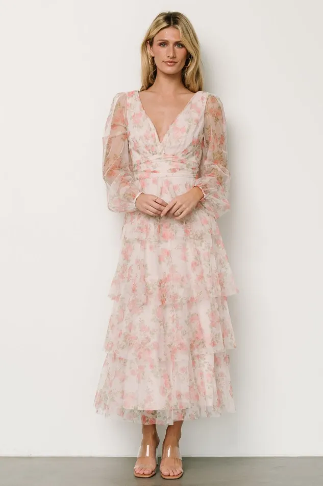 Carolina Tulle Tiered Maxi Dress Blush Floral Women Baltic Born Tulle Styles Carolina Tulle Tiered Maxi Dress Blush Floral Women Baltic Born Tulle Styles