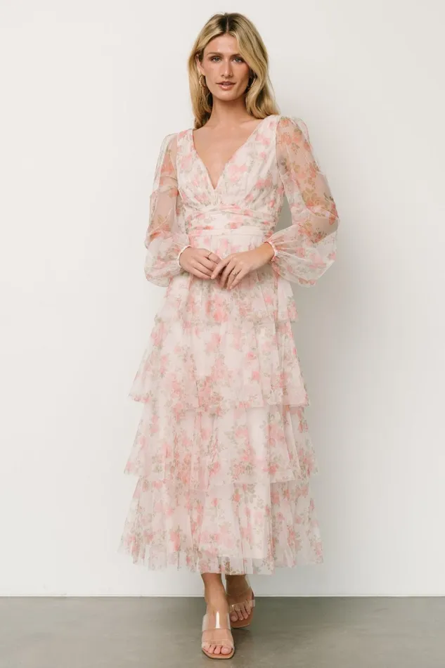 Carolina Tulle Tiered Maxi Dress Blush Floral Women Baltic Born Tulle Styles Carolina Tulle Tiered Maxi Dress Blush Floral Women Baltic Born Tulle Styles