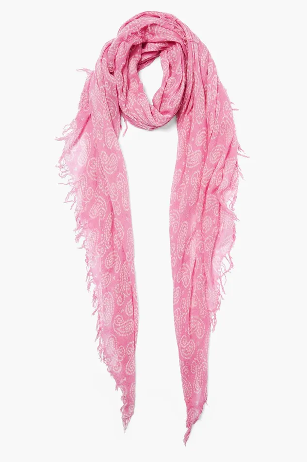Cashmere And Silk Scarf Fuchsia Dotted Paisley Women Chan Luu Scarves