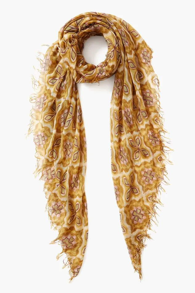 Cashmere And Silk Scarf Mineral Yellow Crux Women Chan Luu Scarves