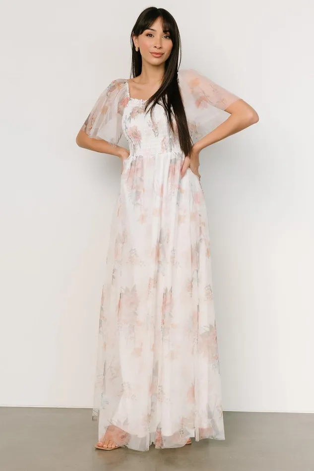 Cassandra Tulle Maxi Dress White Multi Women Baltic Born Bridal Cassandra Tulle Maxi Dress White Multi Women Baltic Born Bridal