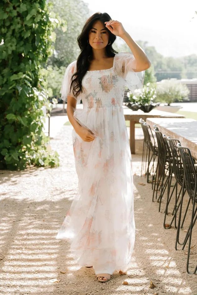 Cassandra Tulle Maxi Dress White Multi Women Baltic Born Bridal Cassandra Tulle Maxi Dress White Multi Women Baltic Born Bridal
