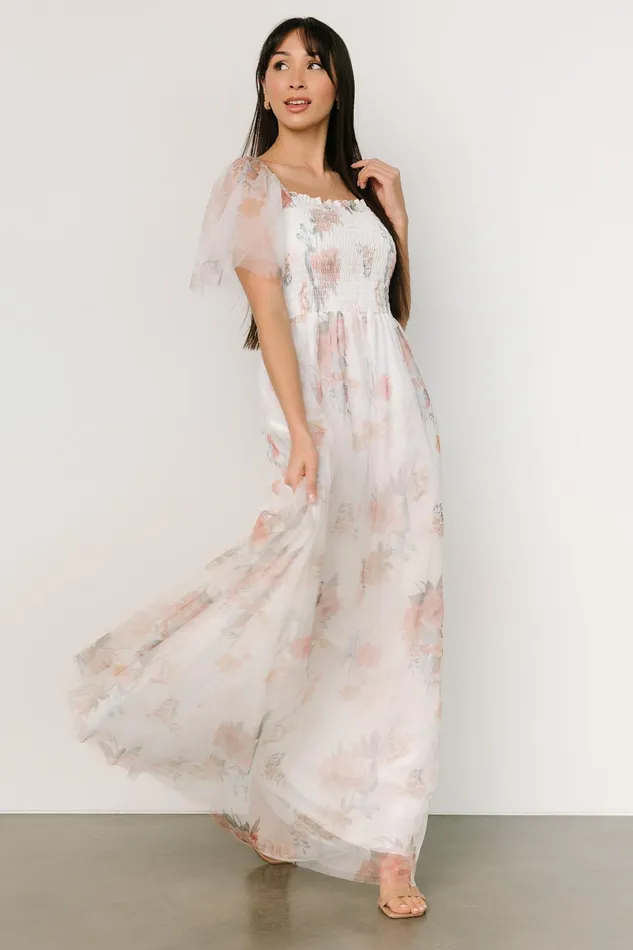 Cassandra Tulle Maxi Dress White Multi Women Baltic Born Bridal Cassandra Tulle Maxi Dress White Multi Women Baltic Born Bridal