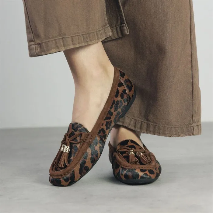 Casual Shoes Women Moda In Pelle Famina Dark Leopard Print Pony