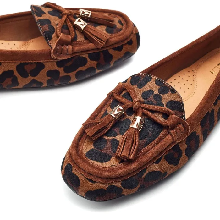 Casual Shoes Women Moda In Pelle Famina Dark Leopard Print Pony