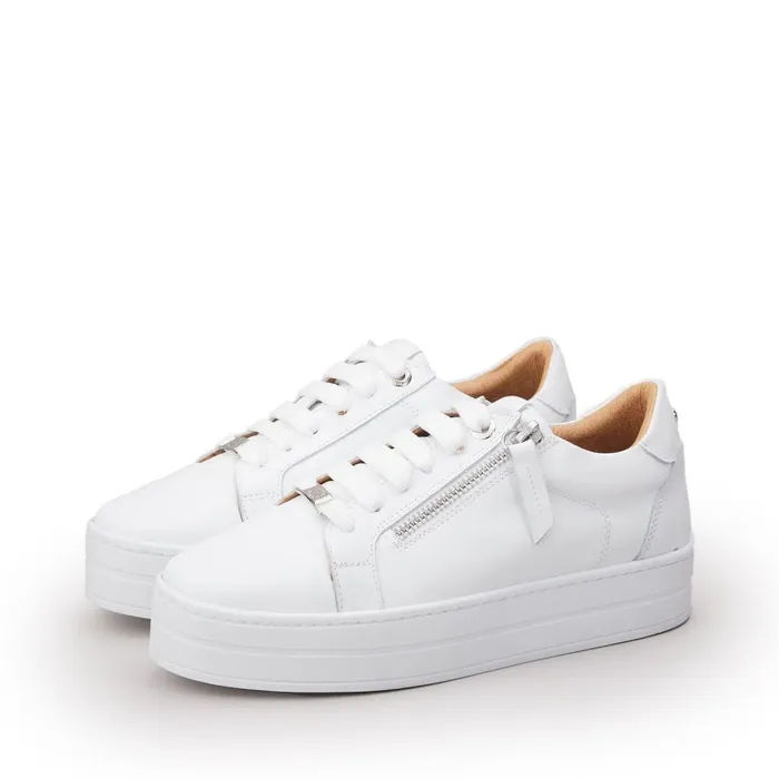 Casual Trainers Women Moda In Pelle Abbiy White Leather