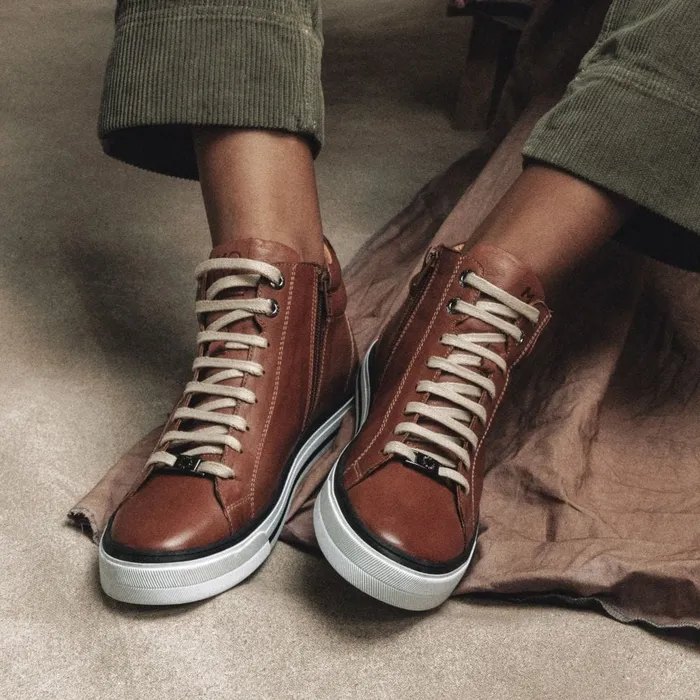 Casual Trainers Women Moda In Pelle Aleize Tan Leather