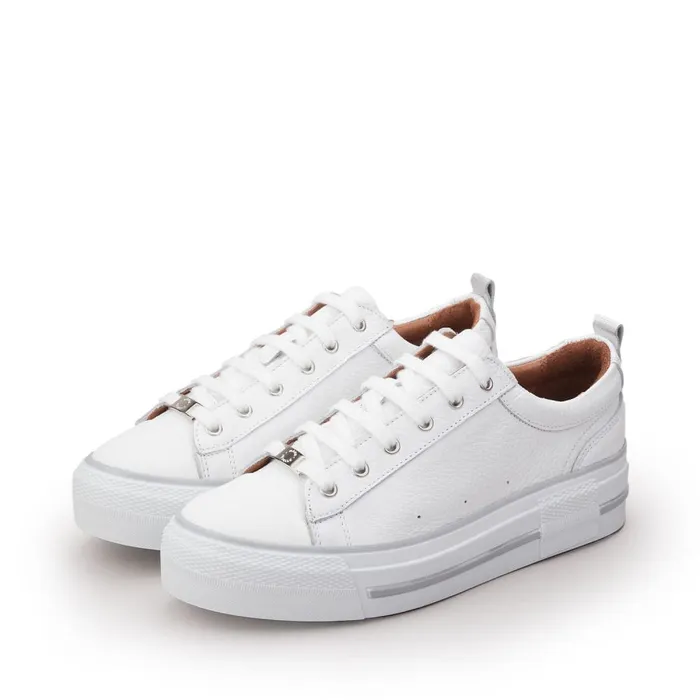 Casual Trainers Women Moda In Pelle Avena White Leather