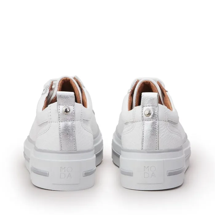 Casual Trainers Women Moda In Pelle Avena White Leather