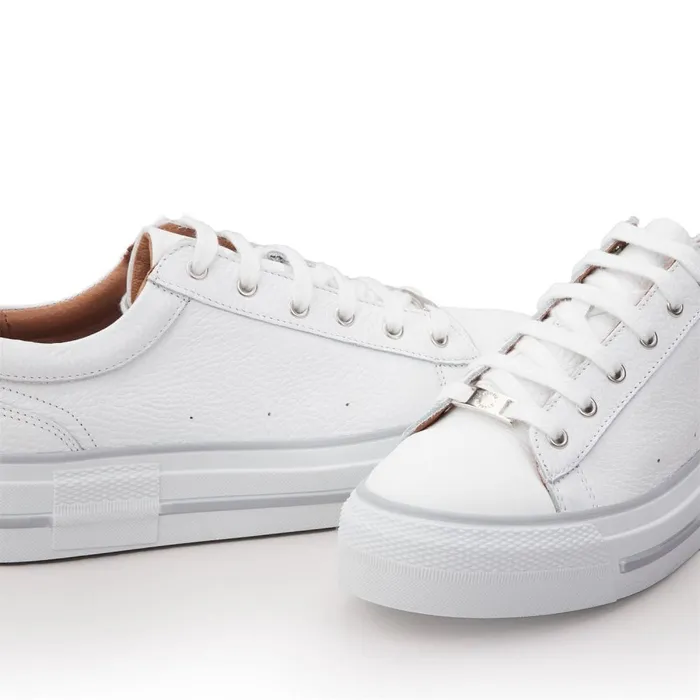 Casual Trainers Women Moda In Pelle Avena White Leather