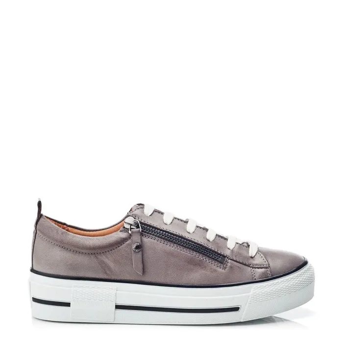 Casual Trainers Women Moda In Pelle Filician Dark Grey Leather