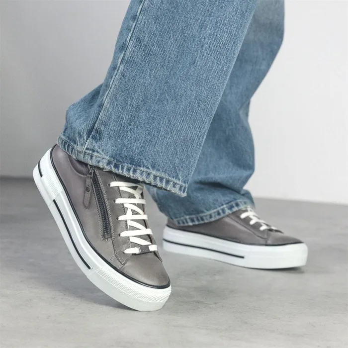 Casual Trainers Women Moda In Pelle Filician Dark Grey Leather
