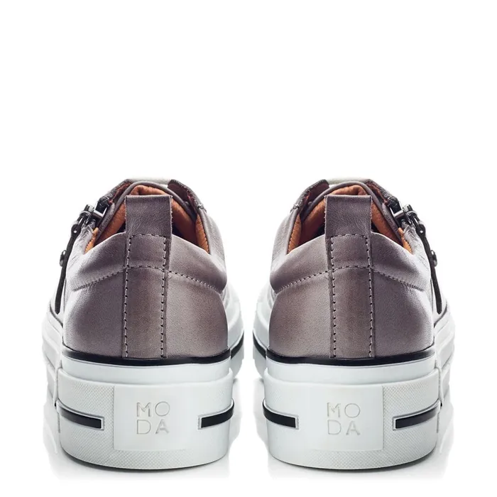 Casual Trainers Women Moda In Pelle Filician Dark Grey Leather