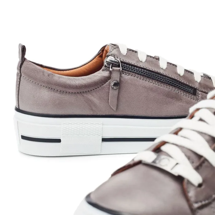 Casual Trainers Women Moda In Pelle Filician Dark Grey Leather