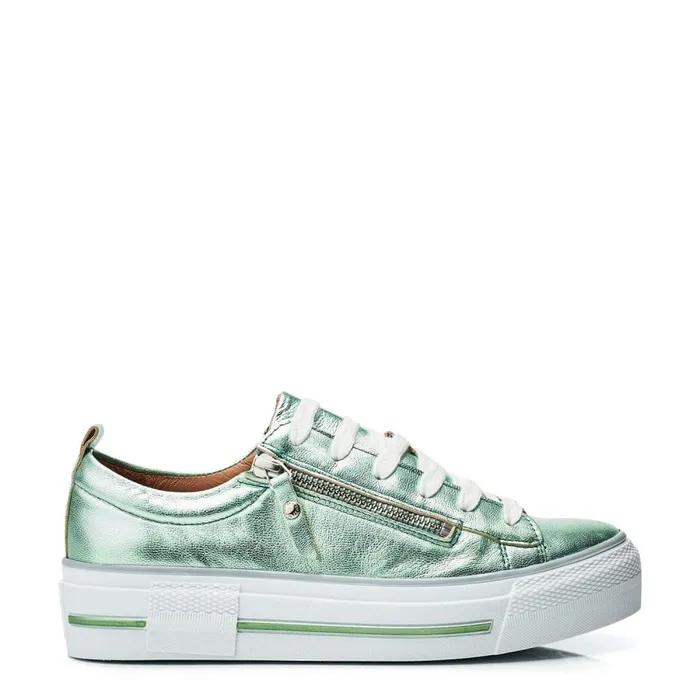 Casual Trainers Women Moda In Pelle Filician Mint Metallic Leather