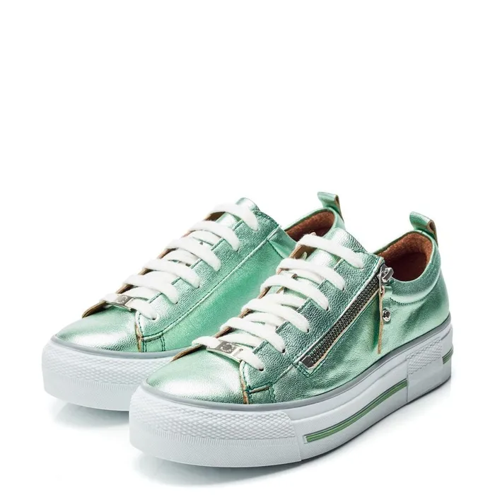 Casual Trainers Women Moda In Pelle Filician Mint Metallic Leather