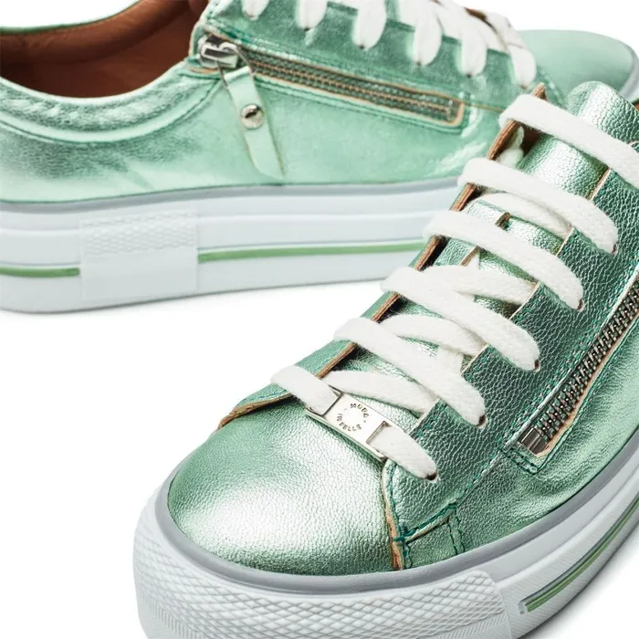 Casual Trainers Women Moda In Pelle Filician Mint Metallic Leather